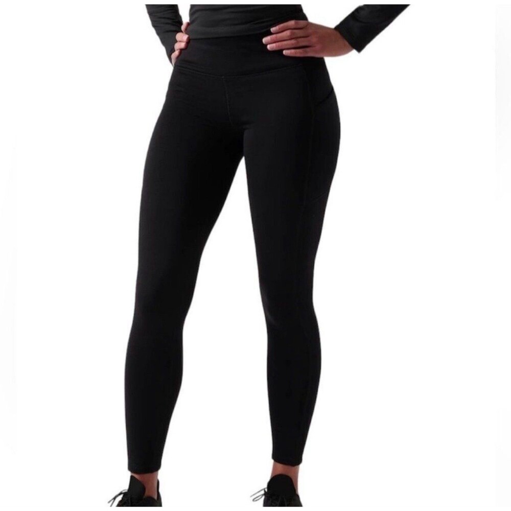 Athleta Polartec Altitude Stash Fleece Lined Tight Black Medium Side Pockets